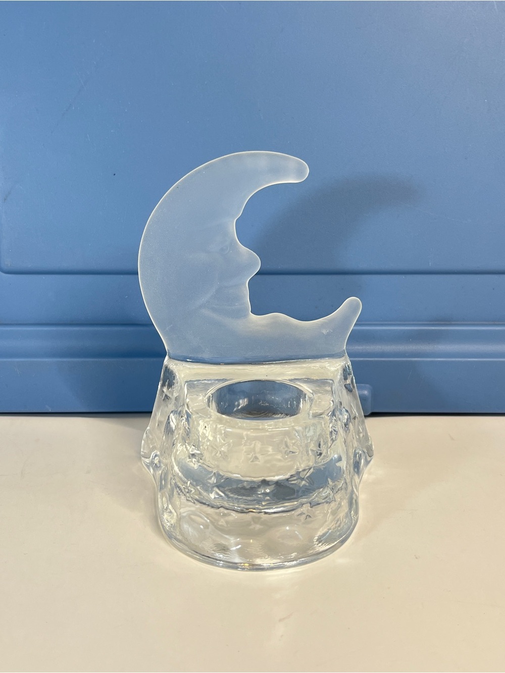 Crystal Celestial Moon Tea Light Candle Holder Stars Y2k 90s Decor Boho Frosted